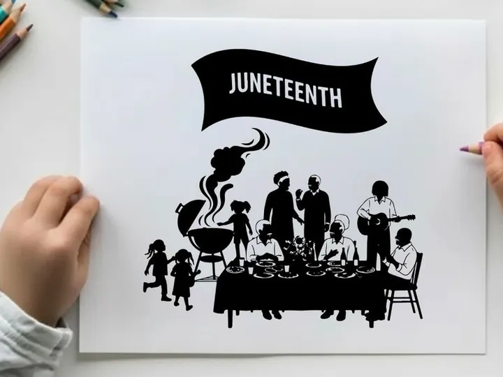 Juneteenth celebration silhouette with bbq and music