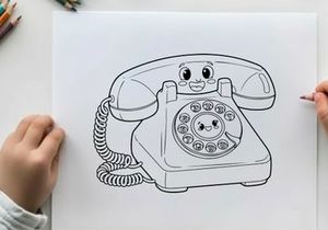 Cute retro phone smiling vector illustration flat design