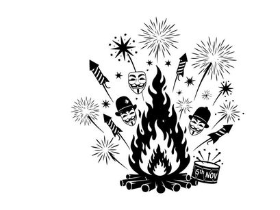 ilustrasi vektor perayaan malam api unggun dengan topeng