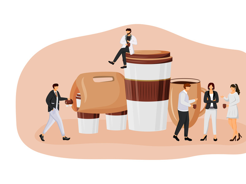 Coffee take out flat concept vector illustration