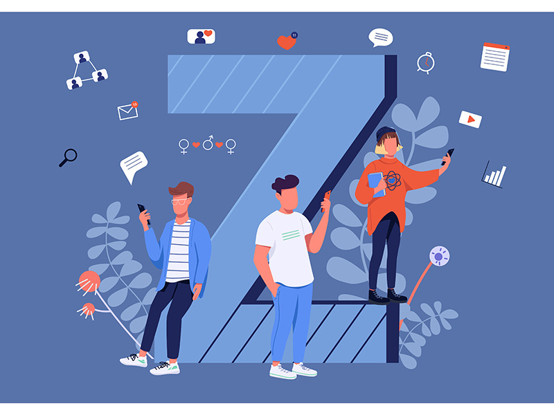 Gen Z communication flat concept vector illustration