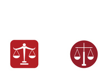 Law firm logo with scales.