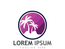Summer palm tree logo design.