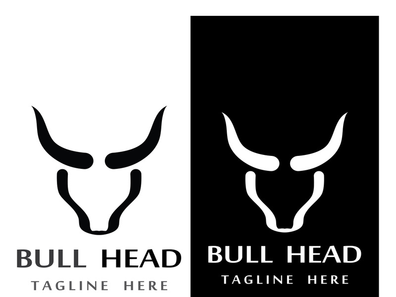 Retro vintage bull head horns logo.