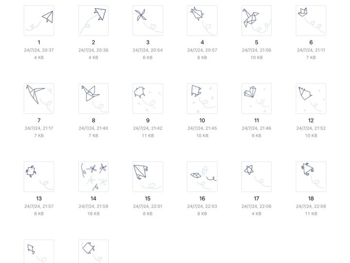 20 svg icons blue origami paper