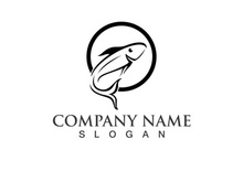 Fish jump logo animal vector