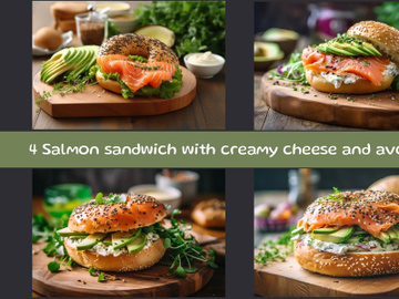 Salmon sandwich with creamy cheese and avocado preview picture