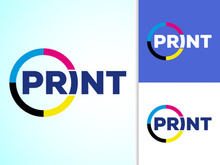 Digital printing logo design template. Logo for print shop polygraph and print factory. Vector illustration.