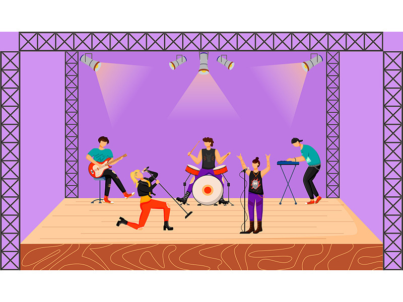 Punk rock band flat vector illustration