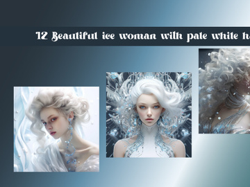 Beautiful ice woman with pale white hair preview picture