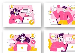 6 Customer Support Vector Illustration