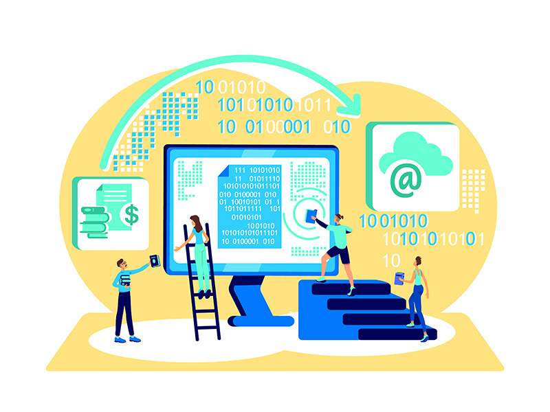 Data cloud storage flat concept vector illustration