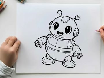 Cute robot waving friendly vector illustration flat design preview picture