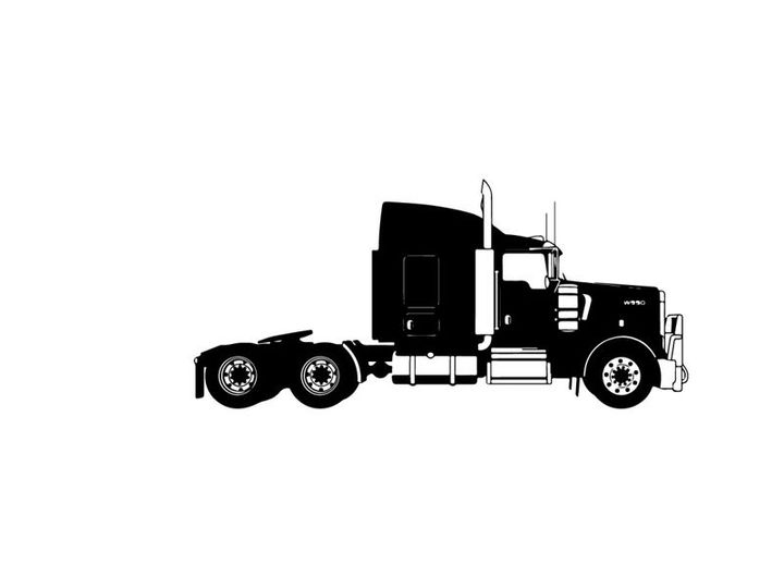 Silhouette of a semi truck with trailer