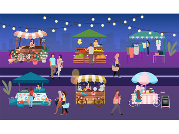 Night fair flat vector illustration preview picture