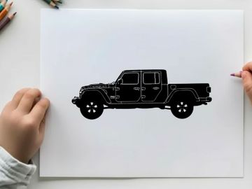 Silhouette of a jeep gladiator pickup truck in black preview picture