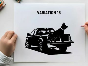 Silhouette of a dog in the back of a pickup truck variation preview picture