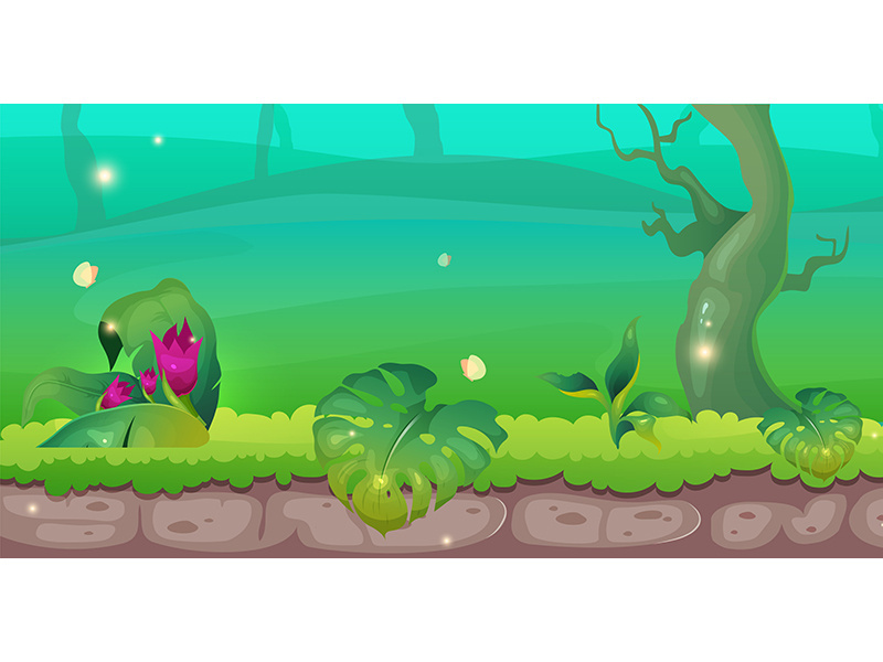 Jungle flat color vector illustration