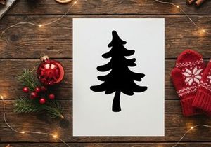 Black Christmas tree silhouette icon isolated on a white background for holiday design