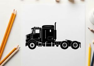 Silhouette of a semi truck with trailer hitch