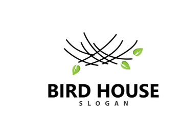 Bird Nest Logo, Bird House Shelter Vector preview picture