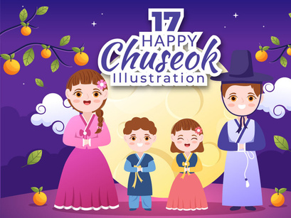 17 Happy Chuseok Day Cartoon Illustration