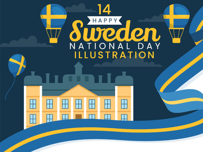 14 Sweden National Day Vector Illustration