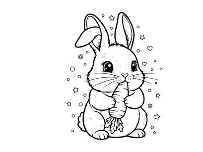 Cute bunny hugging paws vector illustration flat design