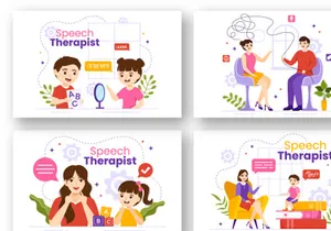 12 Speech Therapist Vector Illustration