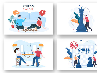 13 Chess Board Game Cartoon Illustration