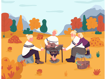 Picnic in autumn countryside semi flat vector illustration preview picture