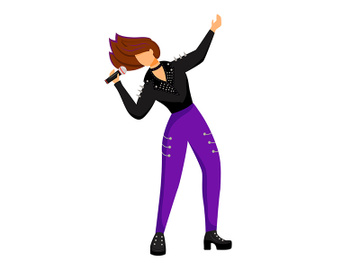 Female singer flat color vector illustration preview picture