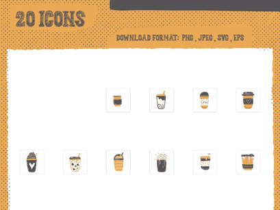 Illustration stamp stickers icons coffee tea decoration