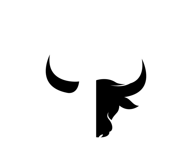 Retro vintage bull head horns logo design.