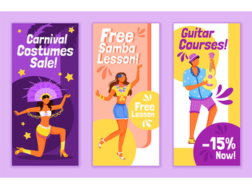 Brazilian carnival flyers flat vector templates set preview picture