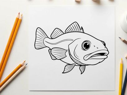 Sad cartoon fish vector illustration flat design