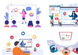 15 Business Online Training Vector Illustration