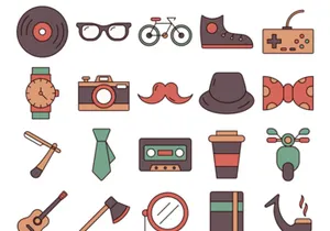 Hipster Vector Freebie Icon Set