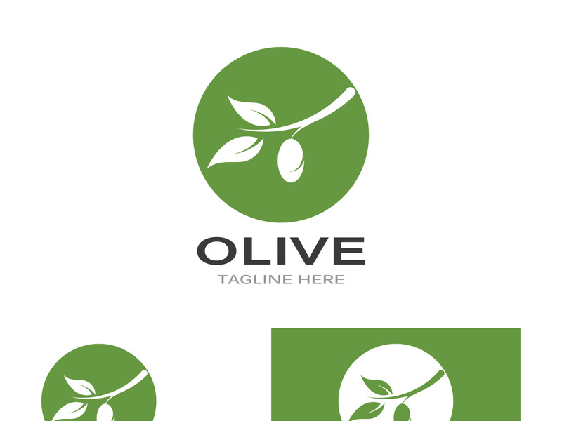 Branched olive fruit logo with creative idea.