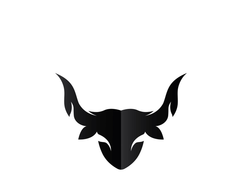 Retro vintage bull head horns logo.