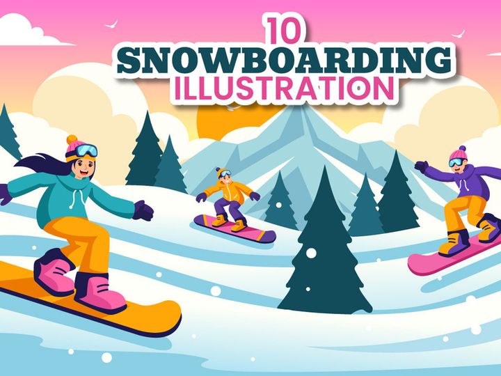 10 Snowboarding Illustration