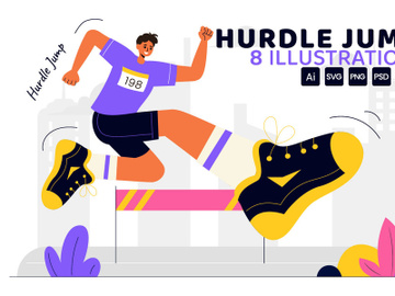 8 Hurdle Long Jump Sportsman Illustration preview picture