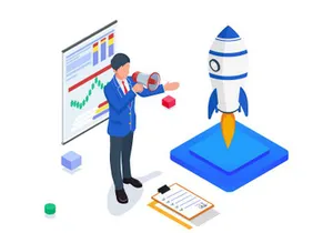 Business startup illustration. Landing page template.