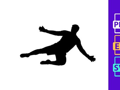 A person falling or sliding on the ground in a dynamic pose