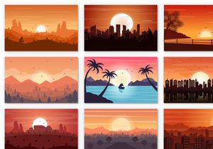 26 Sunset landscape Background Illustration