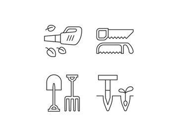 Garden instruments linear icons set preview picture