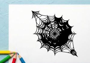 Black Spider Web with Intricate Pattern for Halloween or Decoration