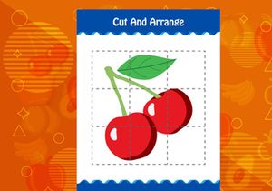 10 Pages Cut and arrange with a fruit worksheet for kids. Educational game for children