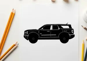 Silhouette of a large black suv with a boxy design