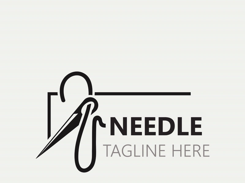 Needle and thread Sewing logo outline combination Line flat design template Simple icons. Concept tailor illustration